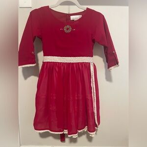 Well Dressed Wolf Red and Cream Lace Kids Dress
